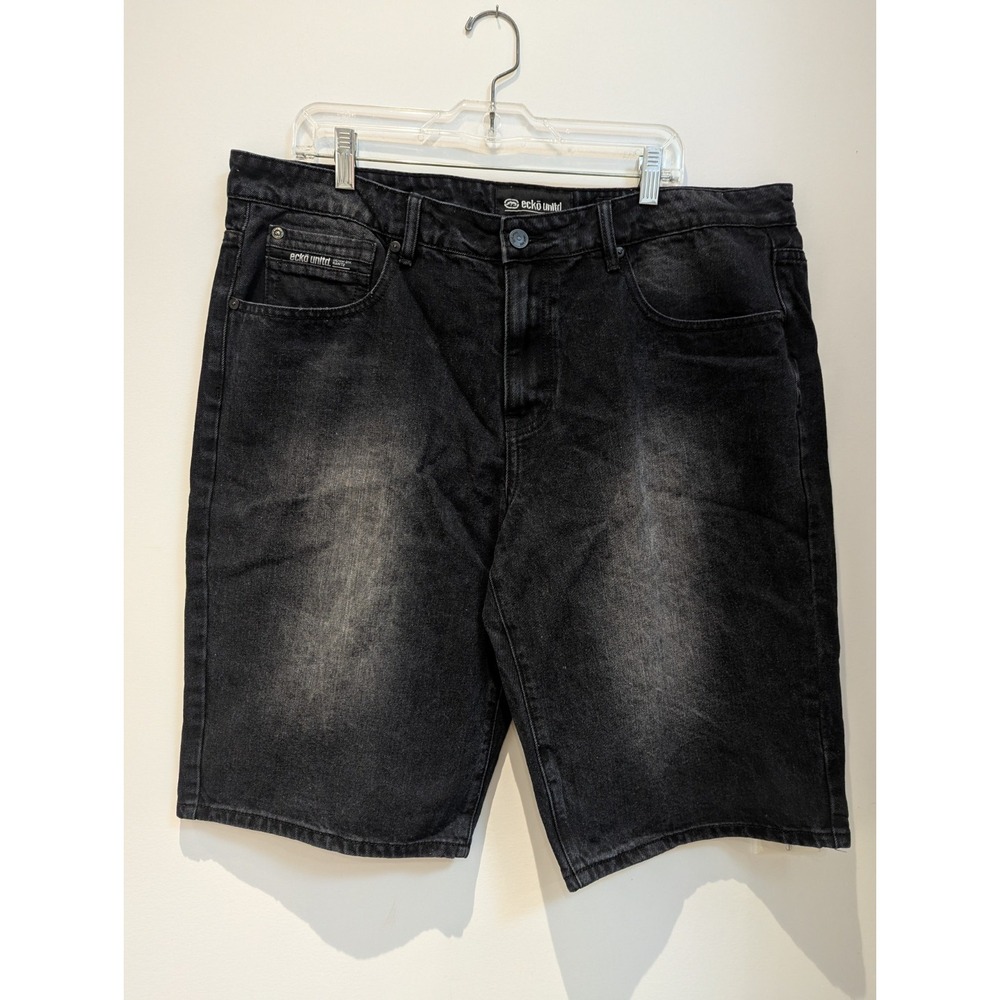 Vtg‎ Ecko Unlimited Y2K Shorts Mens Sz 38 Black Baggy Skater Jorts Denim Grunge